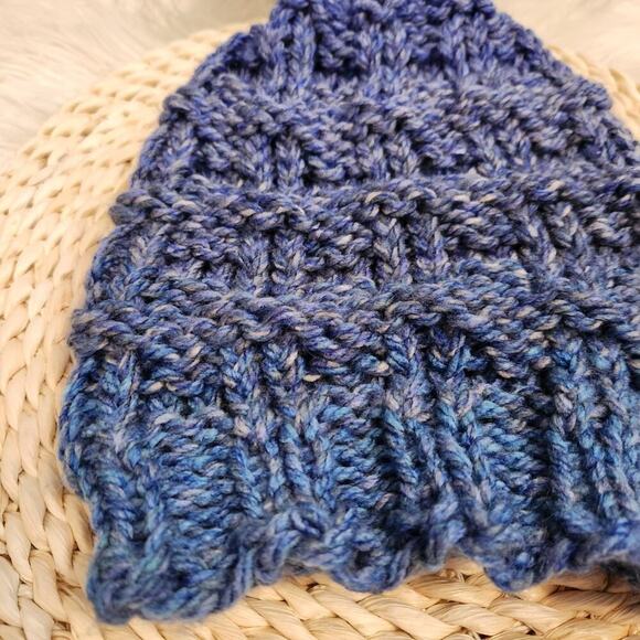 Handmade Loom Knit Stocking Cap in Blue - Picture 3 of 4